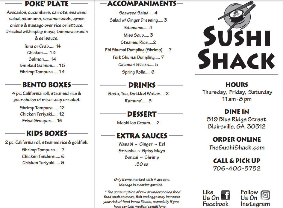 sushi stack menu